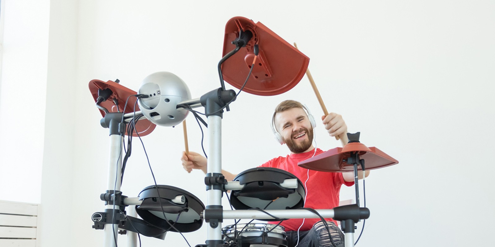 E-Drumset mit Drumrack