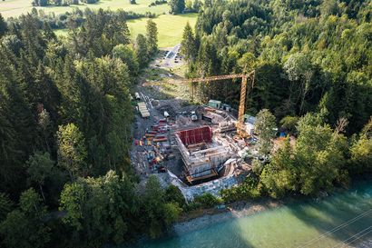 Geiger Schlüsselfertigbau Baumeister Wasserkraftwerk Illerursprung von oben