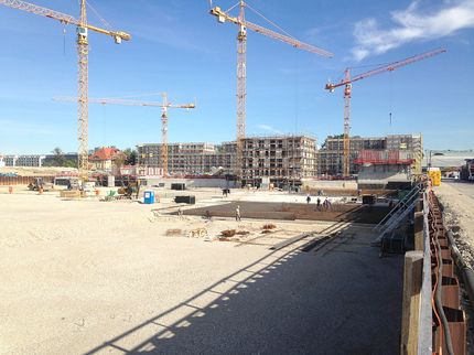 Geiger Hoch- und Tiefbau Meiller Gärten - Baufeld 05 München Baustelle Kräne