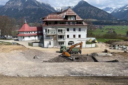 Tiefbauarbeiten in Oberstdorf für den Anbau des Stillachhaus.