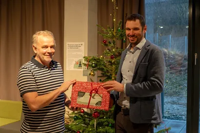 Übergabe der Weihnachtswünsche mit Klaus Klauser und Pius Geiger.
