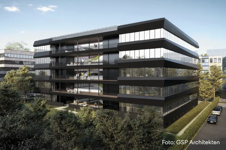 Modernes Rendering des Life Science Centers in München Martinsried, gebaut von Geiger Schlüsselfertigbau.