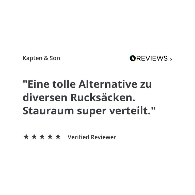 Kundenrezension für den Kapten & Son Helsinki Pro Rucksack in Schwarz: „Eine tolle Alternative zu diversen Rucksäcken. Stauraum super verteilt." – 5 Sterne, verifizierter Käufer