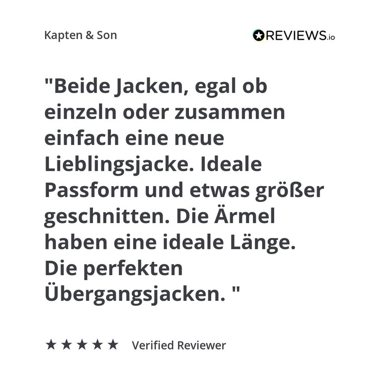 Kundenrezension für die Kapten & Son Everyday 3in1 Rain Jacket in Schwarz: „Beide Jacken, egal ob einzeln oder zusammen einfach eine neue Lieblingsjacke. Ideale Passform und etwas größer geschnitten." – 5 Sterne, verifizierter Käufer