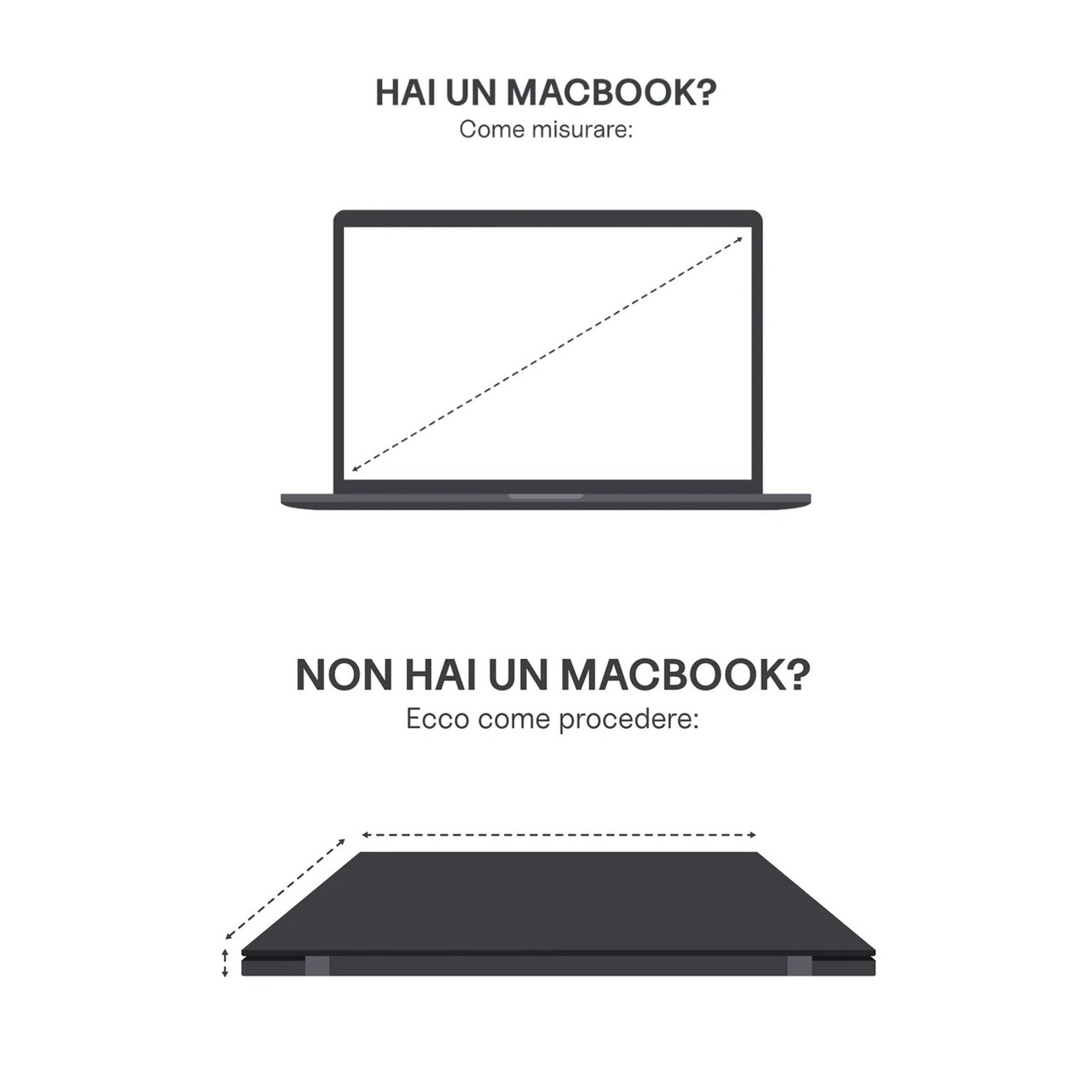 skizze, die veranschaulicht, wie man die zollgröße seines laptops ausmisst.