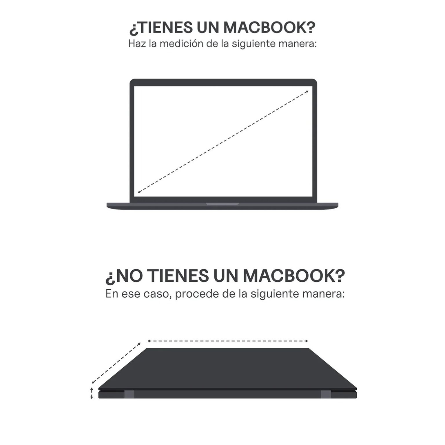 skizze, die veranschaulicht, wie man die zollgröße seines laptops ausmisst.