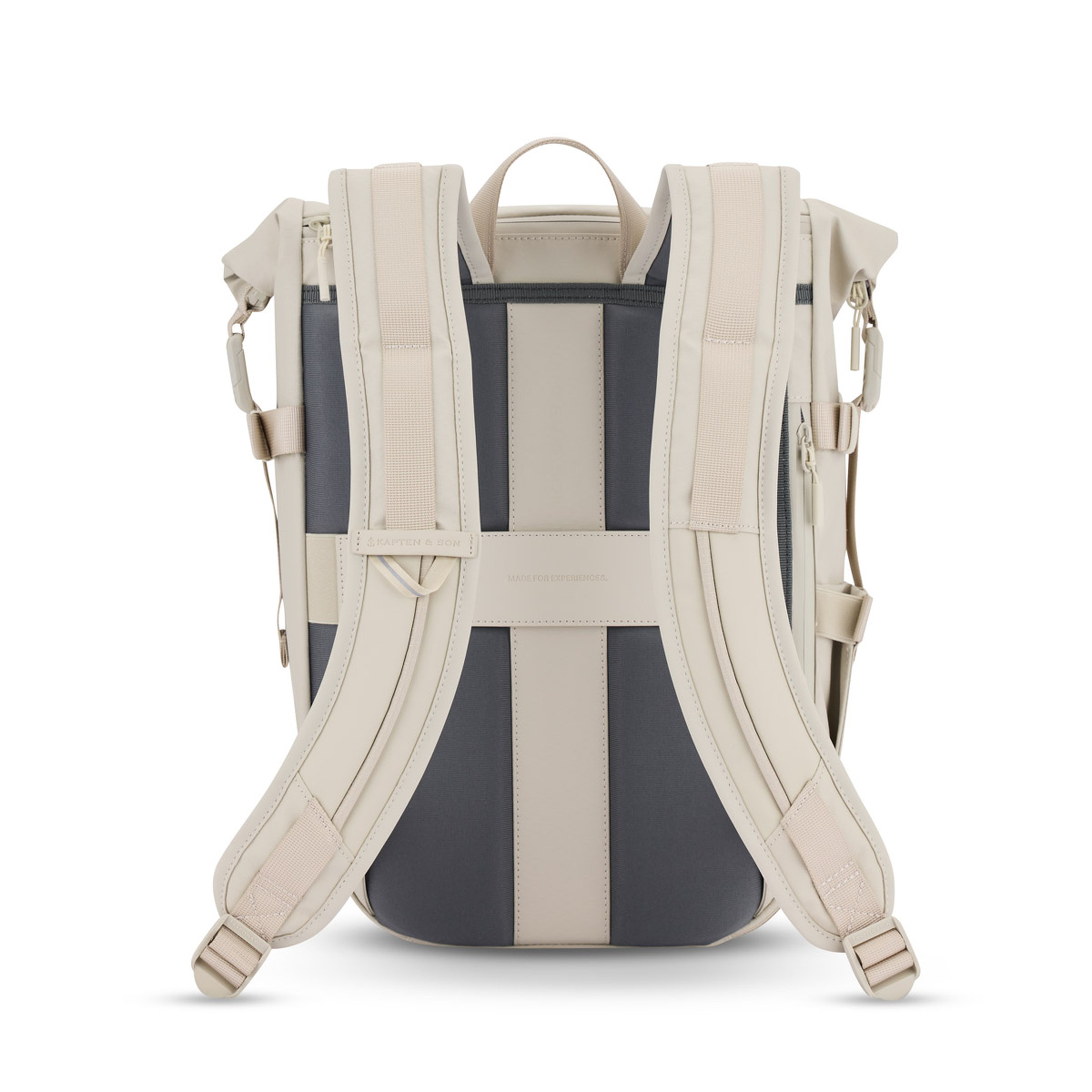 Backpack with padded shoulder straps, a top handle, and a chest buckle. The design appears rugged and well-structured.