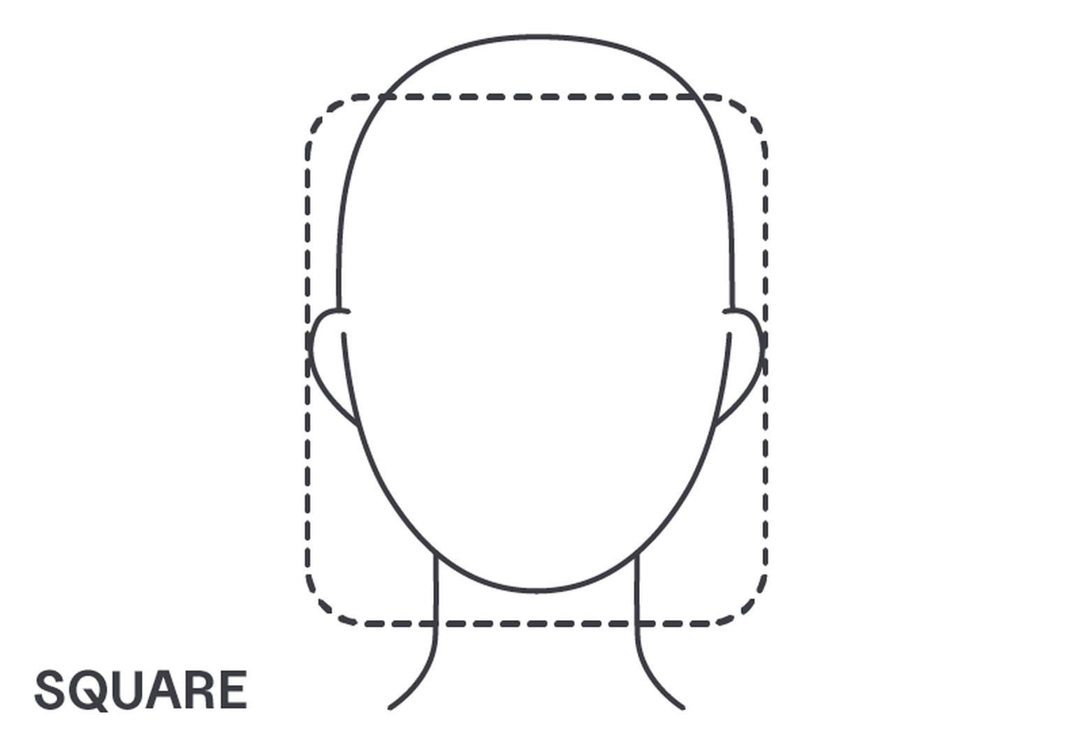 skizze einer eckigen gesichtsform