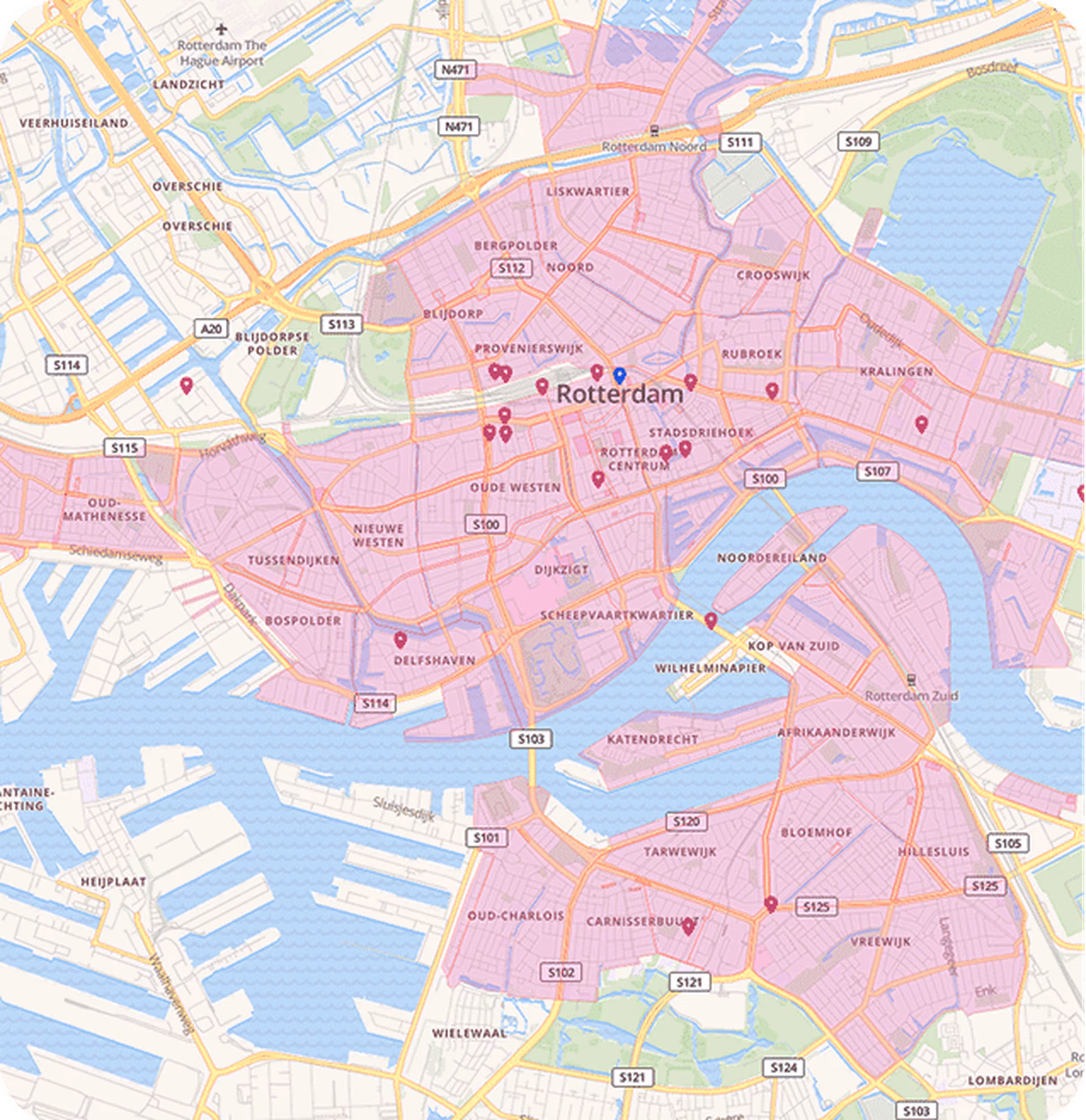EasyPark parkeren in Rotterdam kaartoverzicht