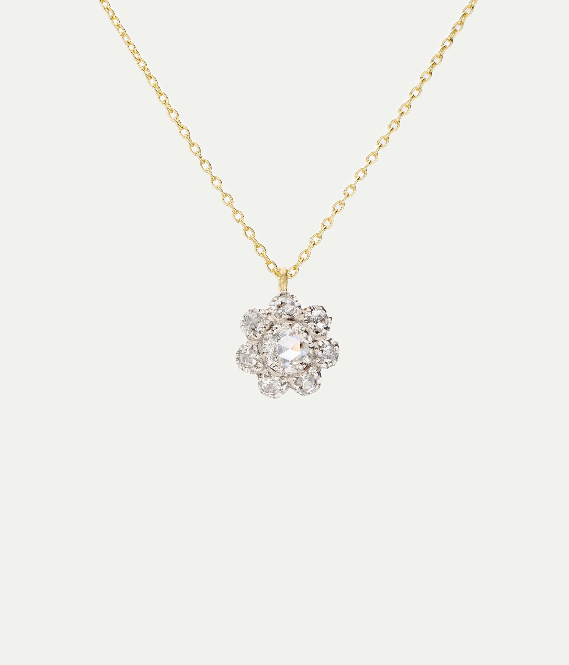 Collier Flower or jaune et diamants