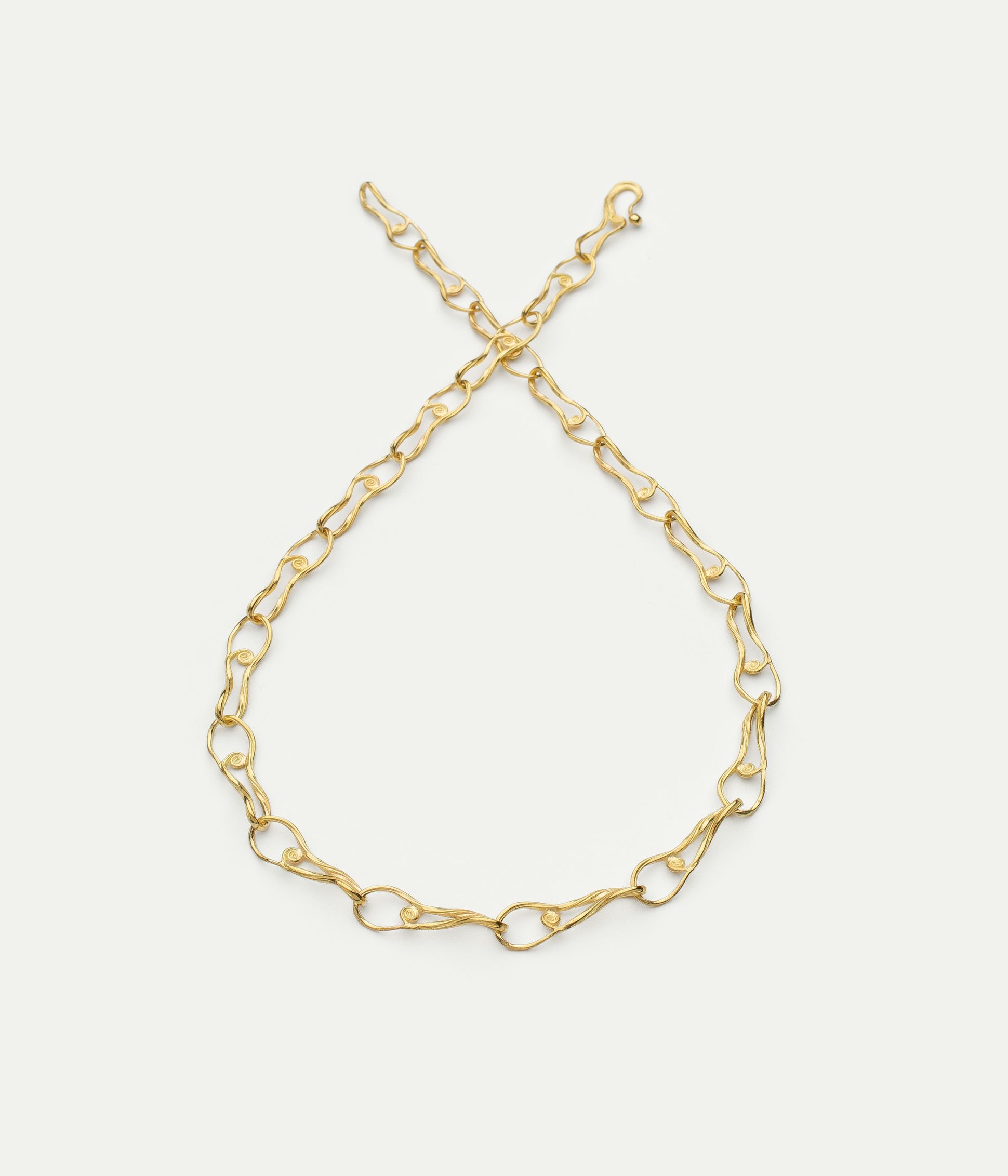 Griegst sculptural gold necklace featuring organic, fluid links handcrafted in 18k gold.