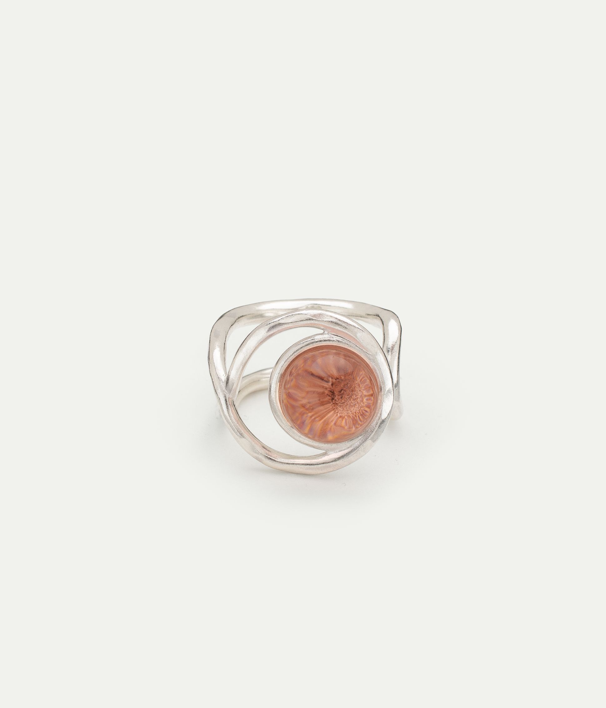 Bague Eclipse en argent et Verre Murano Melon Sorbet