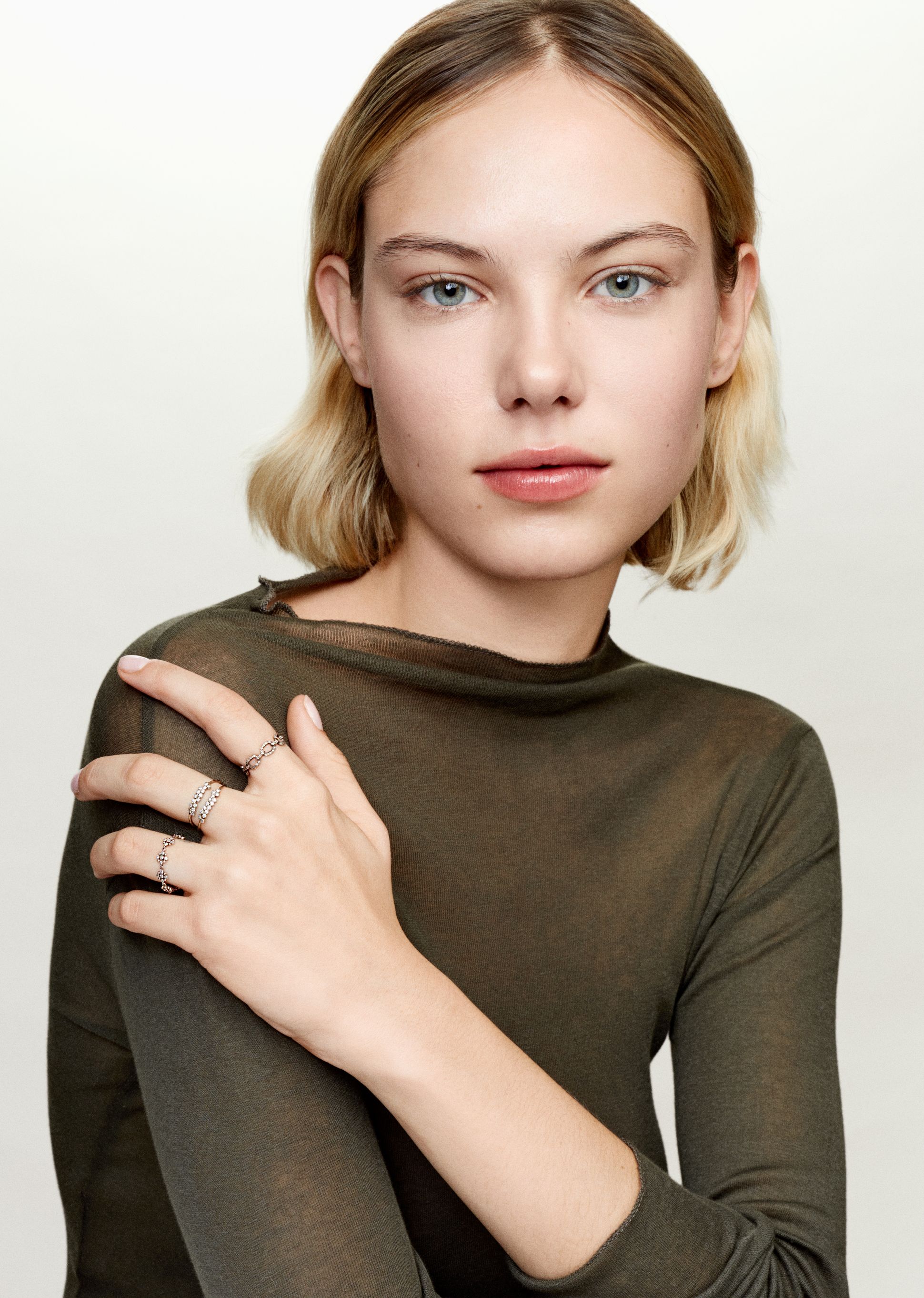 Bague Double or gris et diamants