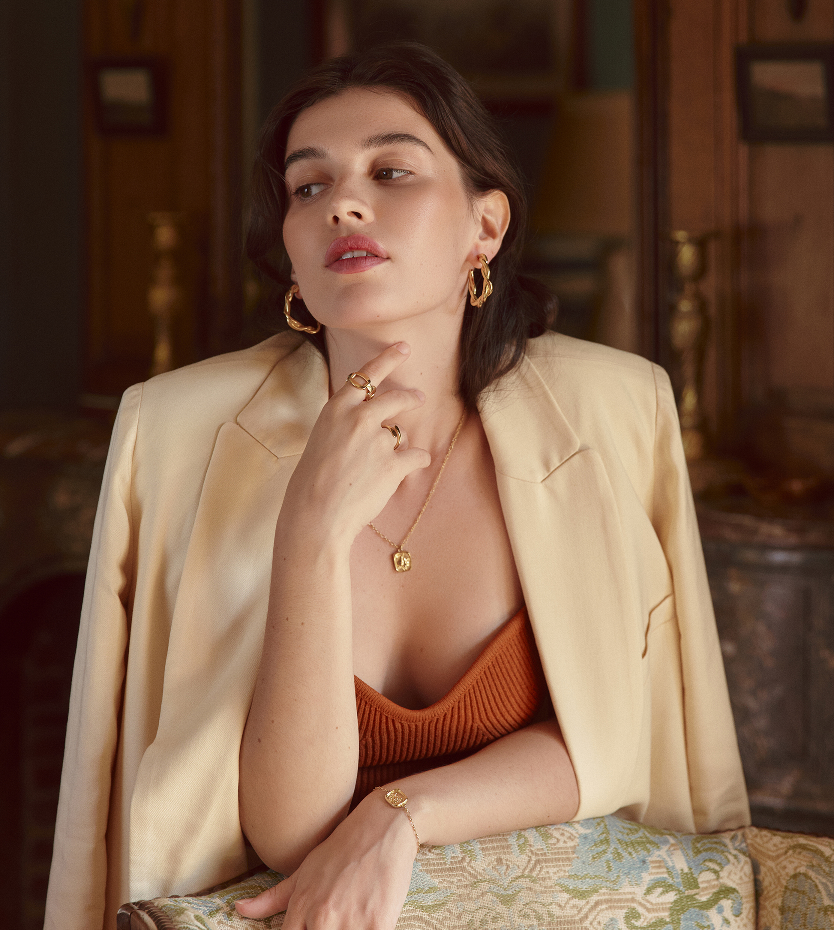 ☆パリ発 Louise Damas☆ Gyptis ピアス スクエア ライン GOLD