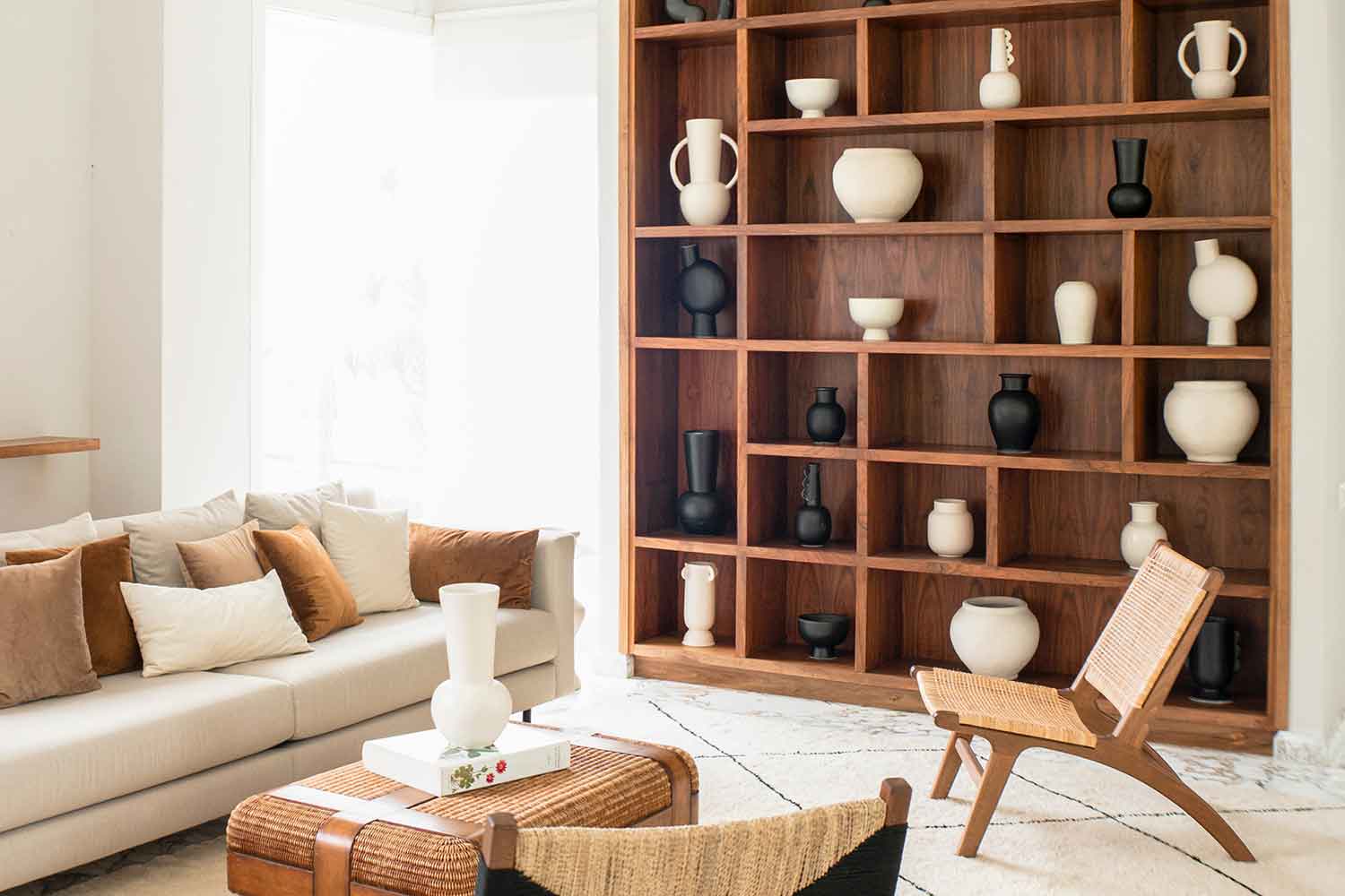 Living room with a big shelf