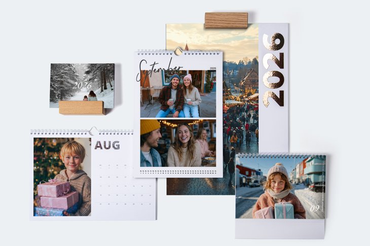 Weihnachtliche Fotokalender als Geschenk: Wand- und Tischkalender mit Geschenk-Motiven, Paarfotos und Weihnachtsmarkt
