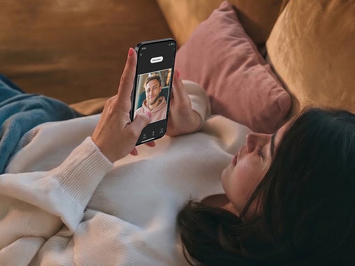 Hände halten ein Smartphone mit der MYPOSTER App