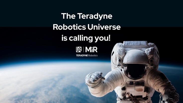 Astronaut floating in space - join the teradyne robotics universe