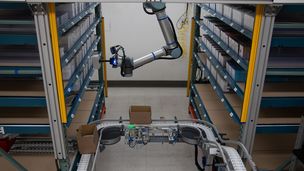 Ceiling-mounted cobot pick and place