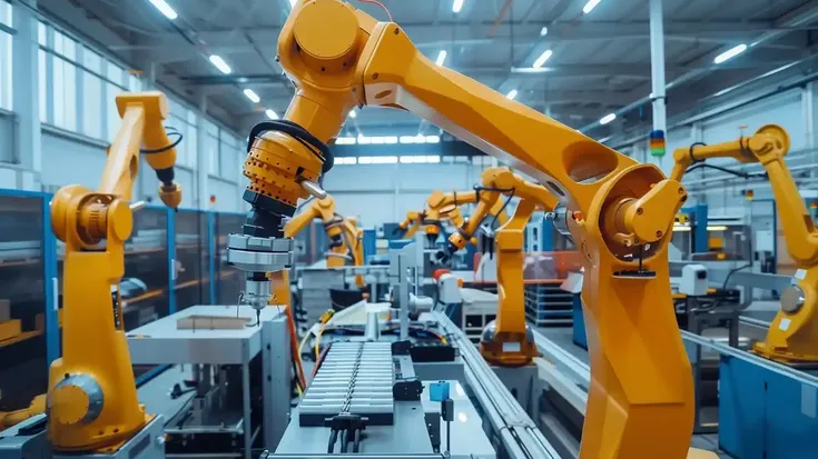 Os braços robóticos em linha de produção ajudam a otimizar processos industriais com mais eficiência e controle