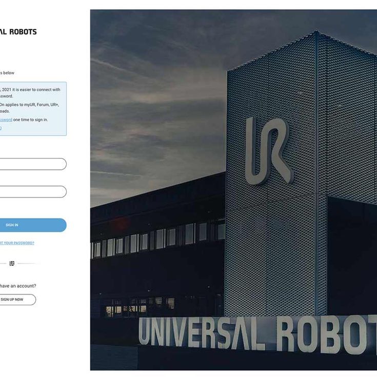 Single Sign-On: Starting February 1, 2021, Universal Robots has simplified its log-in procedure, requiring only one log-in credential to access both myUR, Academy, Download and Support sites.