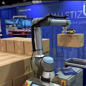 Universal Robots Distributor, Onexia displaying their palletizer application at ATX West 2019.