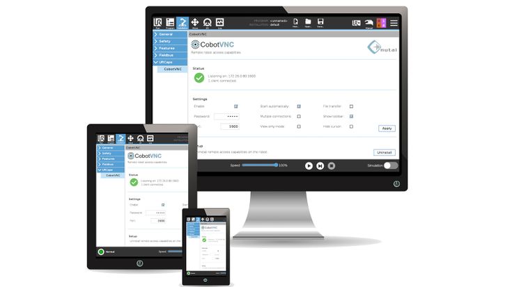 CobotVNC讓您可以使用任何智慧型裝置簡單存取您的優傲協作型機器人。