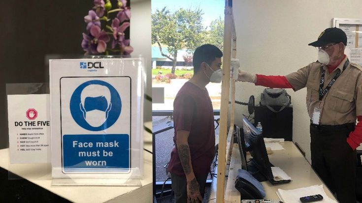 在DCL Logistics，所有進入工廠的人都必須量測體溫，並且配戴口罩，以免COVID-19蔓延。