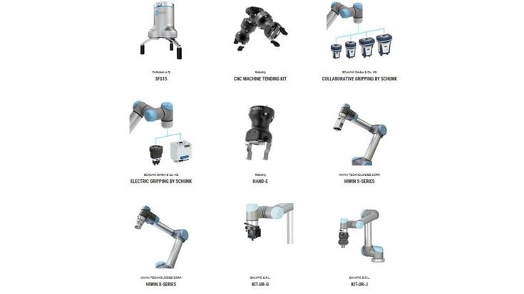 A small selection of the electric grippers available for use with Universal Robots. 