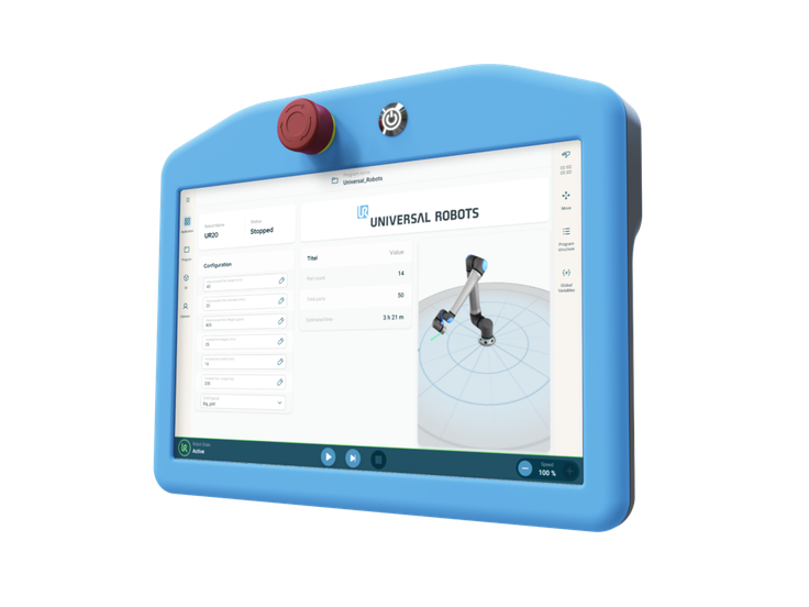 PolyScope X software running on a Universal Robots interface