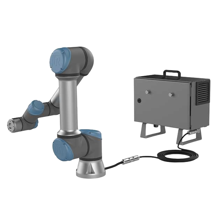 Universal Robots e-Series robot and control box connected with a cable