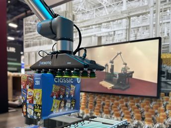 Universal Robots and Robotiq showcase next-gen palletizing solution at CES 2026 in collaboration with Siemens