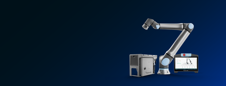 Universal Robots Gen 7 robotics platform:a g-Series robot arm, TP7 Core teach pendant and CB7 Core controller