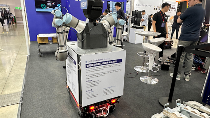 Dual Arm on AMR 結合UR雙臂協作機器人與MiR自主移動機器人,可於不同工站間自主執行組裝與上下料作業,協助企業提升生產彈性並降低換線成本。