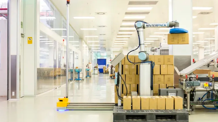 Paletização com robô colaborativo