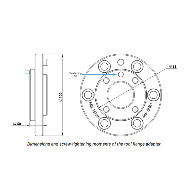 Tool Flange Adapter Dimensions