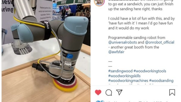 Instagram post van één van de vele AWSF bezoekers die al snel de voordelen van cobots inzag.