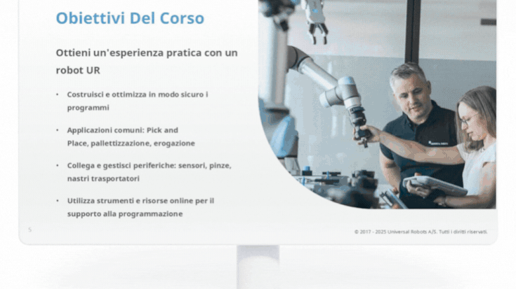 a monitor with slides of ur education learning material