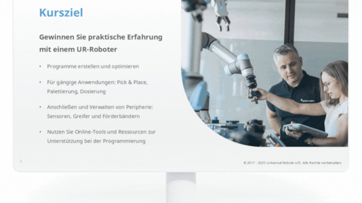 a monitor with slides of ur education learning material