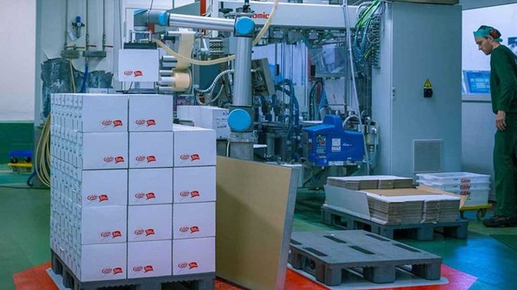 O cobot UR10 possui uma garra de ventosas Unigripper SMS 80-200, possibilitando que levante uma média de 1700 caixas por dia.