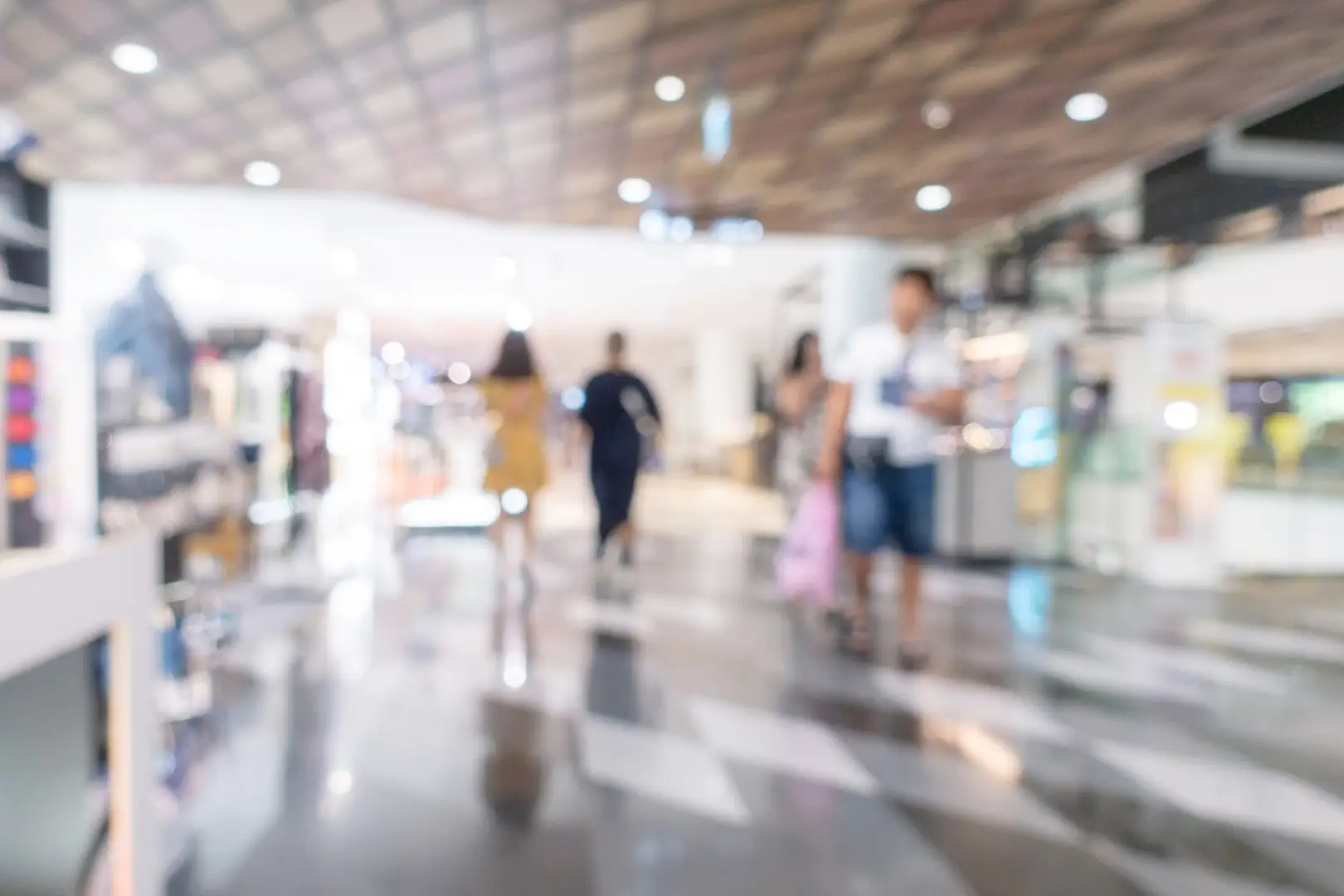 Blurred trade fair people