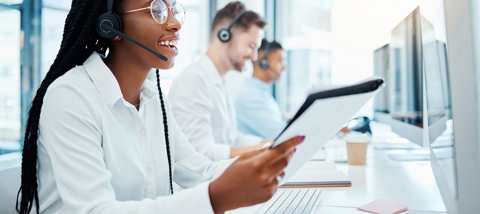 woman in a call center