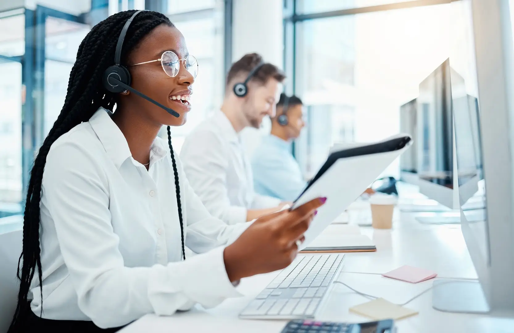 woman in a call center
