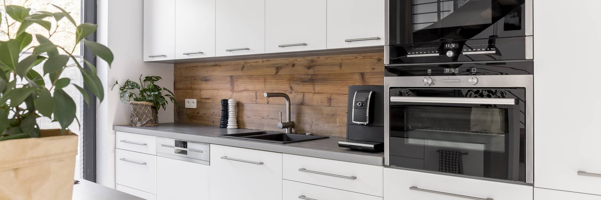 White kitchen unit modern appliances