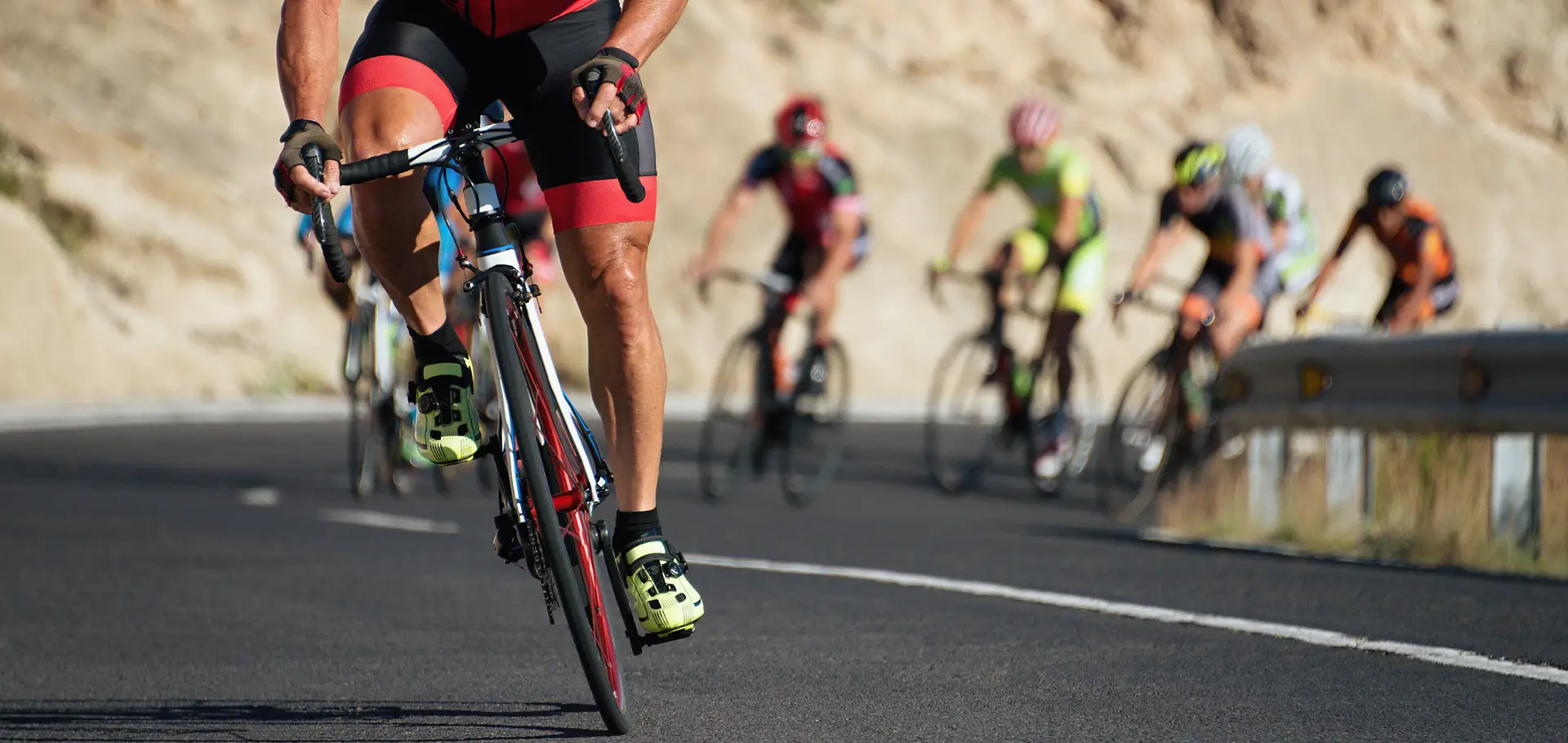 detail view of a bike race