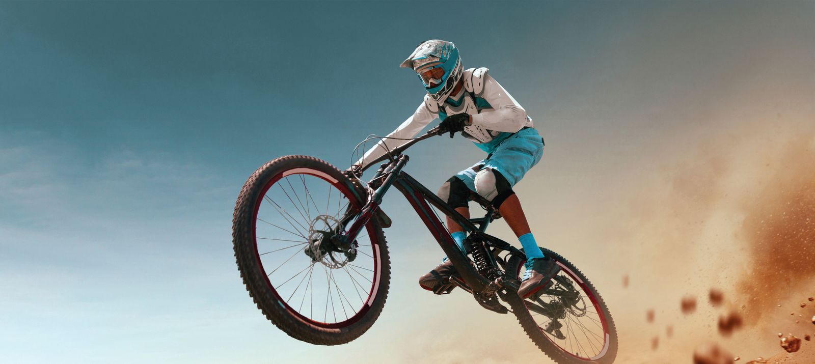 mountain biker on dusty path