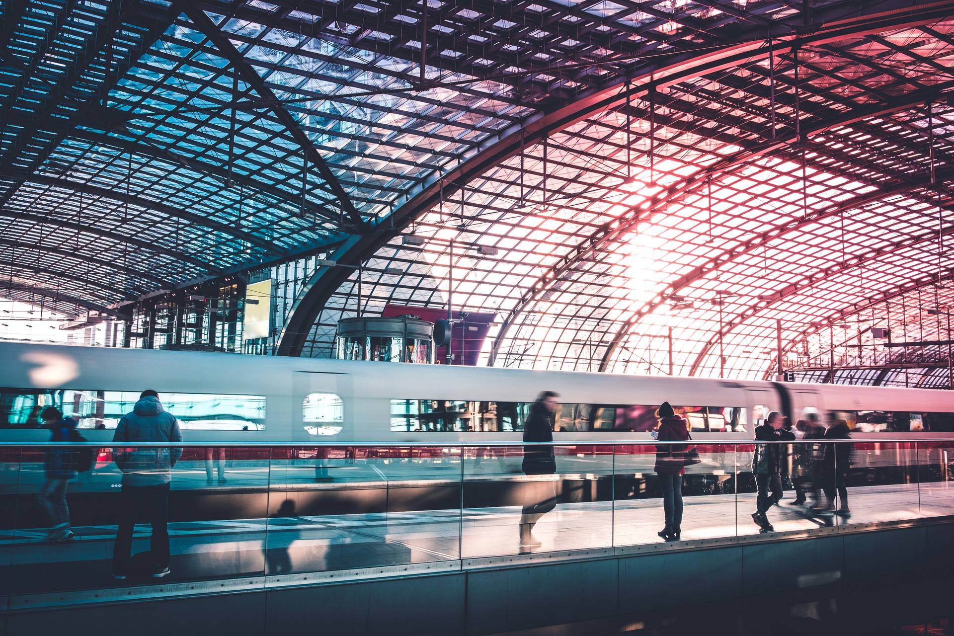 Express train entering a railway station