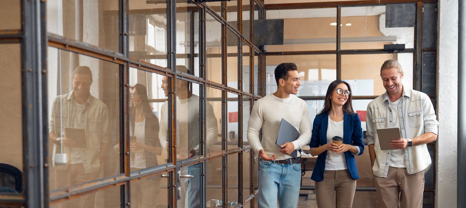 Young creatives in a modern office.