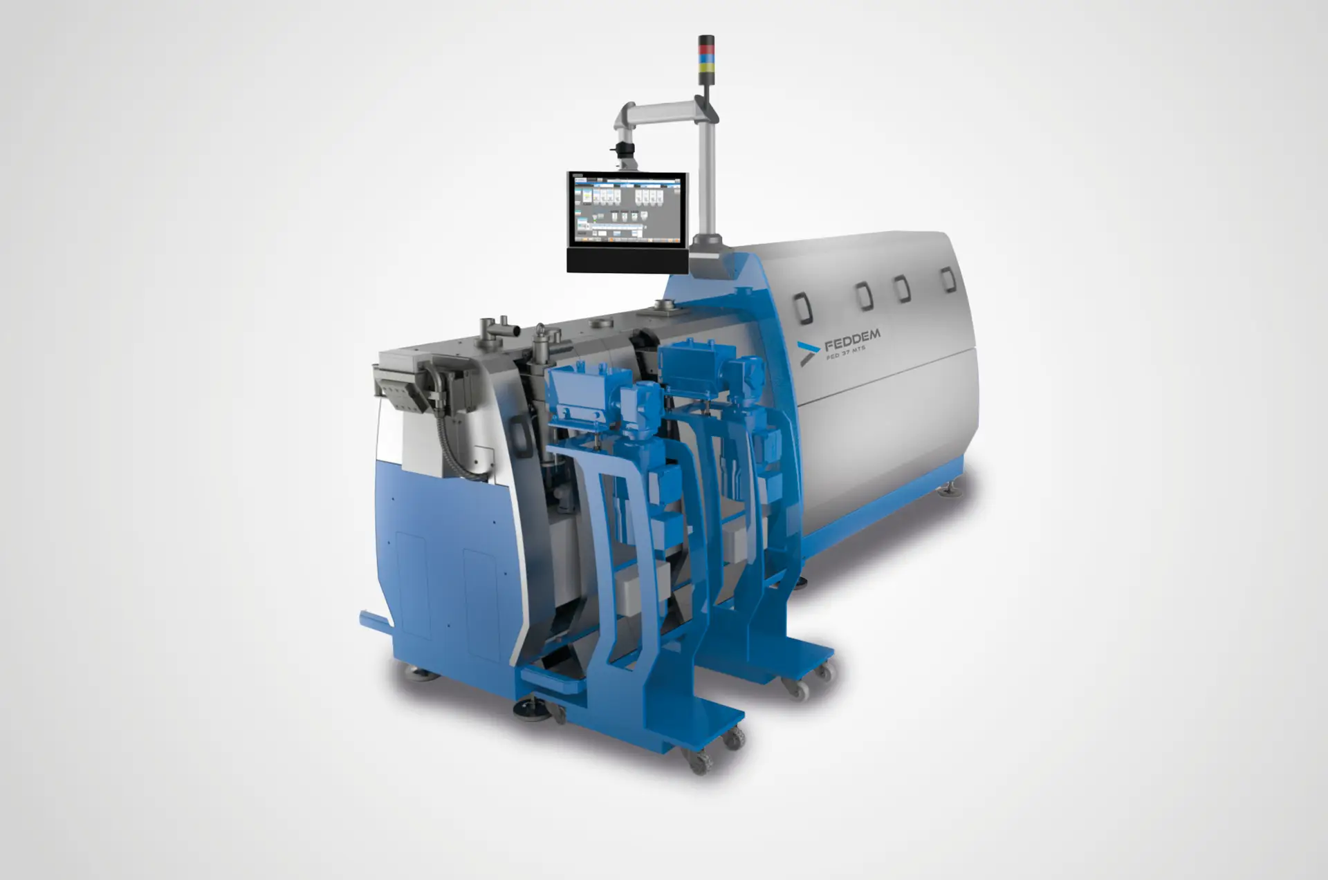 FED 37 MTS Doppelschneckenextruder für technischen Kunststoff Steuerung und Seitenaggregaten – Produktfoto für Compoundeure