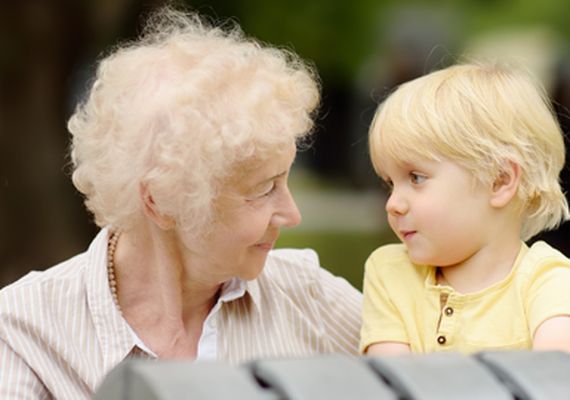 Ederly woman and kid